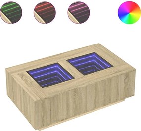 vidaXL Măsuță de cafea cu LED infinity, stejar sonoma, 116x69x40 cm
