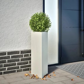 vidaXL Jardiniere grădină, 2 buc., alb, 30x26x75 cm, oțel, triunghi