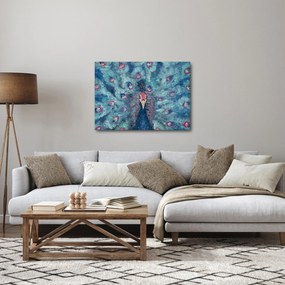 Tablou cu păun pictat (70x50 cm)