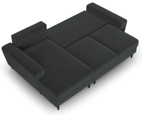 Colțar gri închis extensibil, cu spațiu de depozitare cu tapițerie din catifea (cu colț pe partea stângă, cu șezlong) Kyoto – Cosmopolitan Design