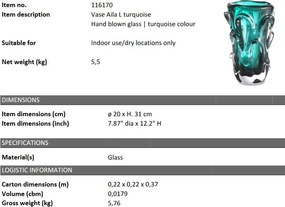 Vaza flori, Vas decorativ Aila L turcoaz