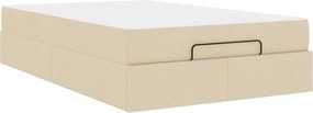 vidaXL Cadru de pat cu saltea cu saltea 2 pcs Crem țesătură