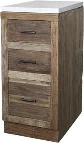 Corp modular insulă de bucătărie natur cu blat din marmură cu 3 sertare 60x60x97 cm, „Grimaud"