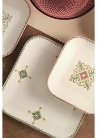 Set de veselă 26 buc alb/verde/porțelan