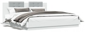 Cadru de pat cu tăblie 200x200 cm, alb, lemn prelucrat