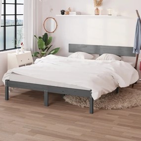 810159 vidaXL Cadru de pat, gri, 160x200 cm, lemn masiv de pin