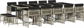 vidaXL Set mobilier de grădină cu perne 15 piese gri deschis poliratan