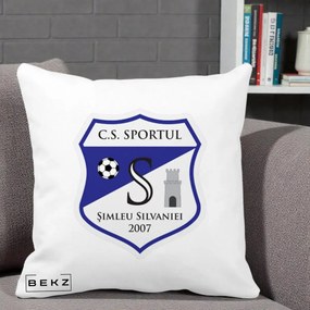 Perna Personalizata CS Sportul Simleu Silvaniei 2007, 40x40 cm, Alba Mata, Husa Detasabila, Perna Inclusa, BEKZ®