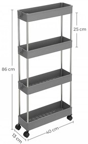 Etajera versatila, 40 x 13.5 x 86 cm, polipropilena, gri, Songmics