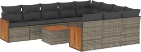 vidaXL Set canapele de grădină cu perne, 11 piese, gri, poliratan