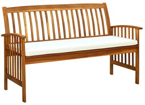 vidaXL Bancă de grădină cu pernă, 147 cm, lemn masiv de acacia