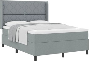 vidaXL Pat cu arcuri cu saltea Gri deschis 200 x 160 cm țesătură