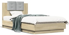 3209970 vidaXL Cadru de pat cu tăblie stejar sonoma 90x190 cm lemn prelucrat