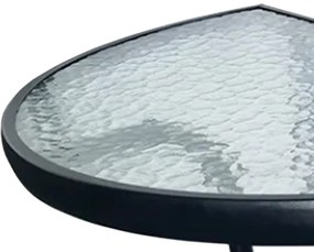 Masa de gradina semirotunda cu blat de sticla ISLAND 70x40 cm, negru