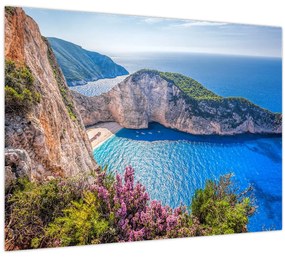 Tablou pe sticlă - Plaja Navagio, Grecia (70x50 cm)
