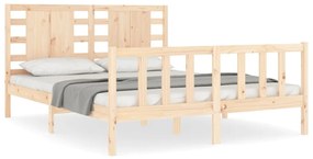 3192821 vidaXL Cadru de pat cu tăblie, king size, lemn masiv