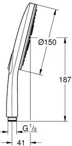 Para dus Grohe Rainshower SmartActive 150 cu 3 jeturi, crom