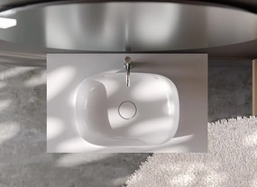 Lavoar baie pe blat din compozit alb 50 cm, ventil inclus, Kolpasan Alexis Lux