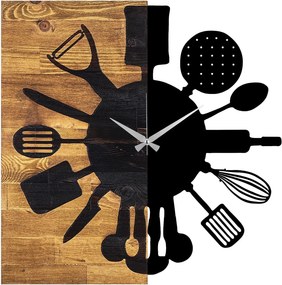 Ceas decorativ Clock 32, negru/stejar, lemn/metal, 60x58 cm
