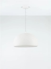 Lustra suspendata cu textura granulata Davo 43cm, alb piatra