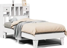 vidaXL Cadru de pat fără saltea, alb, 75x190 cm, lemn masiv de pin