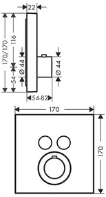 Baterie duș, Axor, ShowerSolution, termostatată, cu 2 ieșiri, negru cromat periat, 36715340