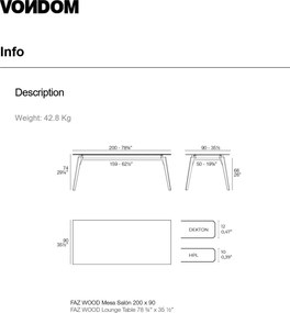 Masa design modern premium FAZ WOOD, 200x100cm 54308