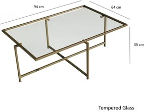 Măsuță de cafea SUN 35x94 cm auriu/transparent