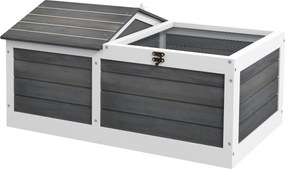 PawHut Casa Tarc pentru Animal Mic cu 2 Spații, 86 x 54 x 43 cm, Lemn de Brad | Aosom Romania