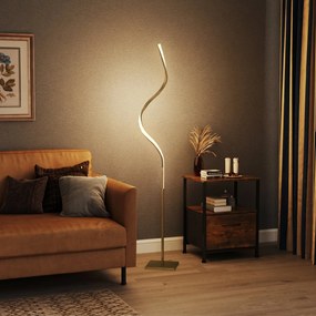 HOMCOM Lampă de Podea cu Lumini LED Reglabile și Întrerupător cu Pedală, 20,5x20,5x146 cm, Auriu | Aosom Romania