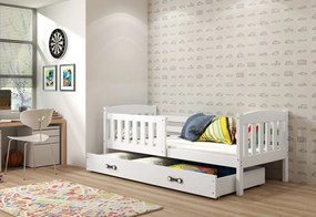 Expedo Pat pentru copii FLORENT P1 + SD + saltea + somieră GRATIS, 80x190, grafit, alb