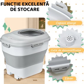 PawHut Recipient pentru Crochete de Câini Capacitate 5-25L cu Închidere Ermetică Gri | Aosom Romania