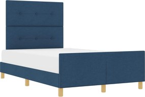 vidaXL Cadru de pat cu headboard albastru 120 x 190 cm țesătură