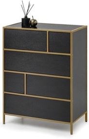 Comodă Soren Kom (lemn negru + auriu). Promo -38%. 1110764