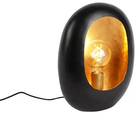 Lampa de masă de design neagră cu interior auriu 36 cm - Cova