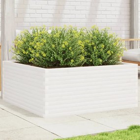 vidaXL Jardinieră de grădină, alb, 110x110x46 cm, lemn masiv de pin
