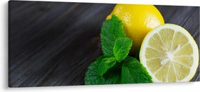 Tablou cu lămâie și mentă pe masă (120x50 cm)