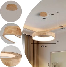 Brilagi -LED Lustră suspendată pe cablu FALCON WOOD LED/30W/230V 3000/4000/6000K 45 cm lemn