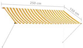 Copertina retractabila, galben si alb, 250 x 150 cm Galben si alb, 250 x 150 cm
