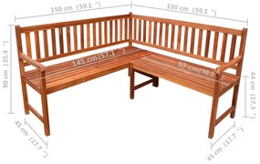 Banca de colt gradina, cu perne, 150 cm, lemn masiv de acacia 1, Bej, 150 x 50 x 4 cm, Bej