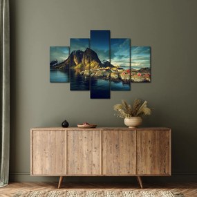 Tablou cu sat de pescari din Norvegia (150x105 cm)