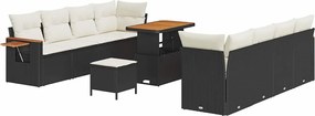 vidaXL Set de canapele pentru grădină 12 pcs Negru și Crem poliratan