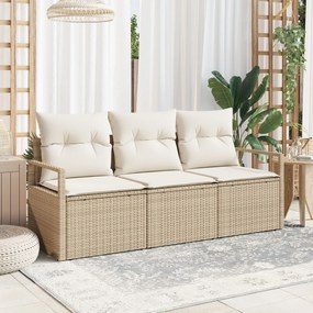 vidaXL Set de canapele pentru grădină 3 pcs Bej Rattan poli
