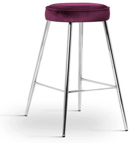 Scaun de bar Circo burgundy picioare silver - H65 cm