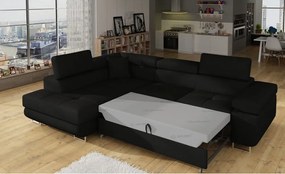 Colțar negru extensibil/cu spațiu de depozitare (cu colț pe partea stângă/în formă de ”L”) Anton – ELTAP