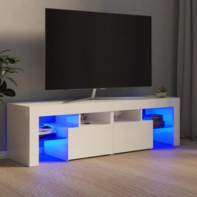 Comoda TV cu lumini LED, alb extralucios, 140x36,5x40 cm 1, Alb foarte lucios