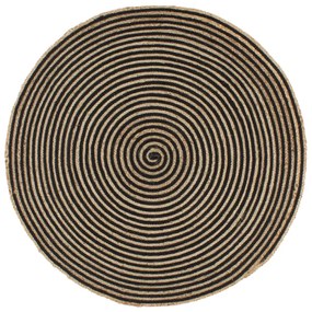 Covor lucrat manual cu model spiralat, negru, 90 cm, iuta Negru, 90 cm