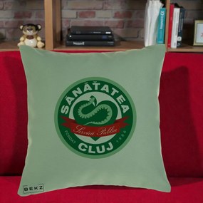 Perna Personalizata Sanatatea Cluj Servicii Publice 1986, 40x40 cm, Verde, Husa Detasabila, Perna Inclusa, BEKZ®
