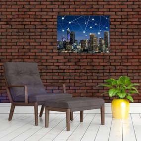 Tablou pe sticlă - Municipiul nocturn (70x50 cm)