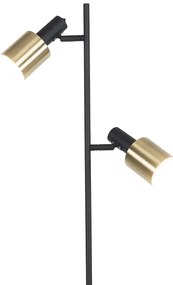 Lampă de podea inteligentă neagră cu auriu inclusiv 2 Wifi A60 - Stijn